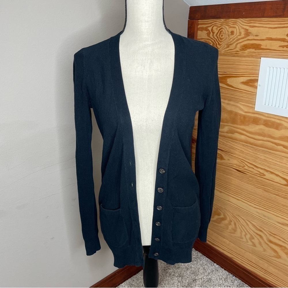Madewell Inlet Button Up Long Sleeve Cotton Cardigan in Black Small - Picture 3 of 13